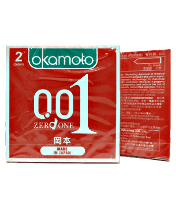 Bao cao su Okamoto 0.01 Siêu Mỏng (Hộp 2 cái)